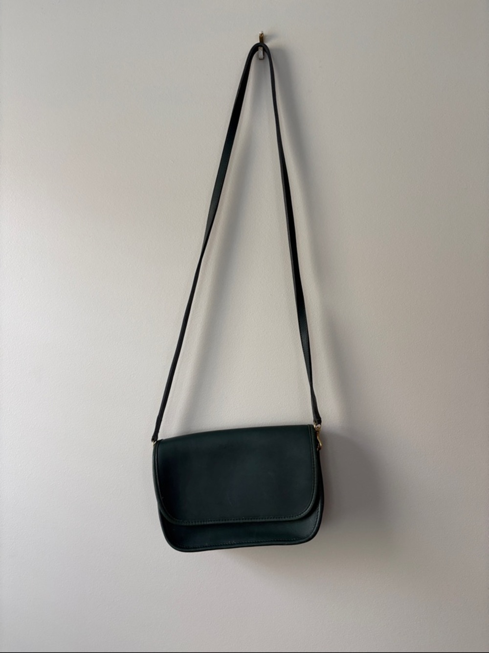 Vintage Coach Dark Green Flap Leather Crossbody Saddle Bag